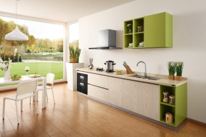 ▲司米橱柜双城系列，小面积森林绿让厨房更清新。