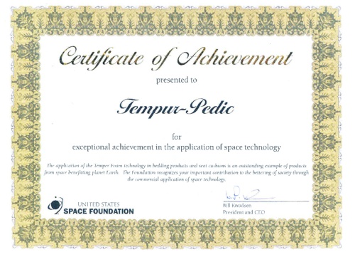  美国太空机会授予泰普尔太空技术材质认证证书