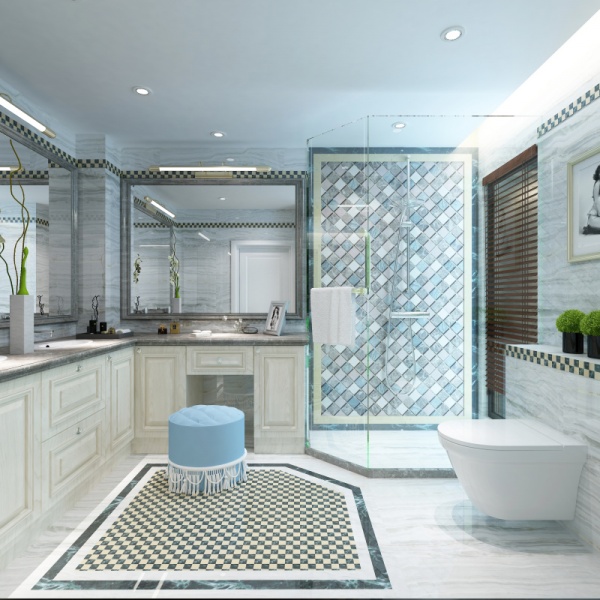 淋浴房别傻傻做拉槽了，现在有钱人都用“3D”瓷砖，更加防滑！